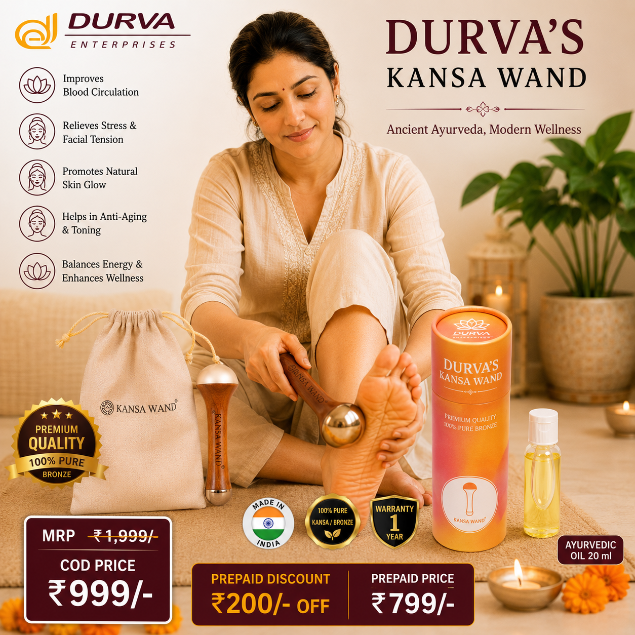 DURVA'S KANSA WAND™, Premium Quality, Made In India