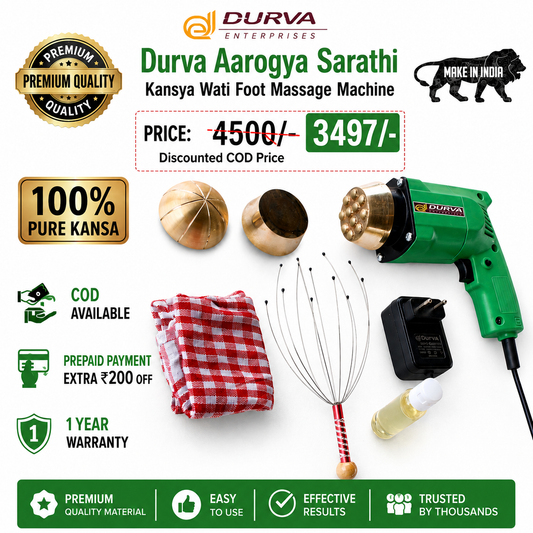 Durva Aarogya Sarathi Kansya wati™  Foot Massager Machine " Three Wati Attachement "