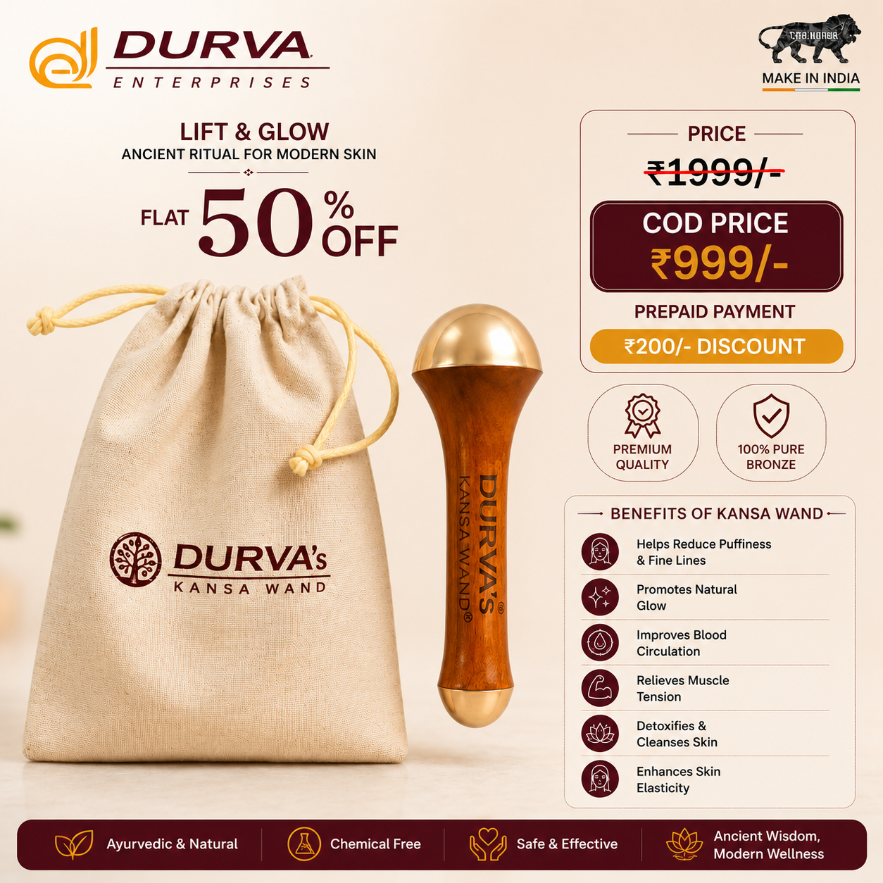 DURVA'S KANSA WAND™, Premium Quality, Made In India